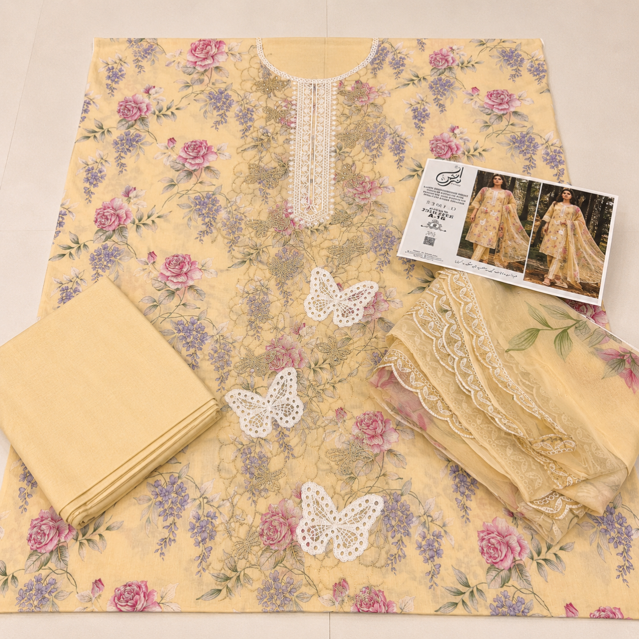 Anzish lawn embroidered 3pc