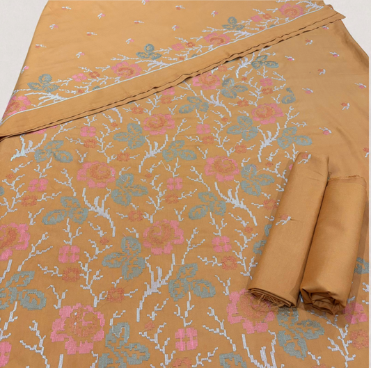 PEACH MARINA EMBROIDERED 3-PIECE WPM-515