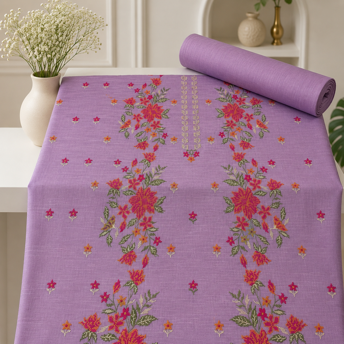 KHADDAR EMBROIDERED 2PC