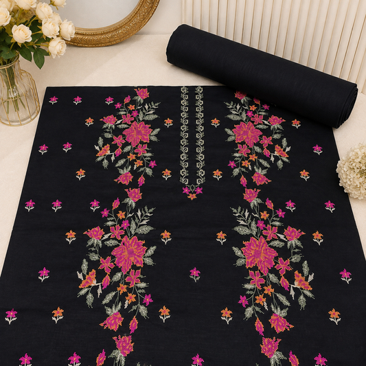 Black Khaddar Embroidered 2-Piece Suit – Design 279 – Image 1 | TANIAZE