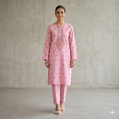 2 PIECE - PRINTED EMBROIDERED LAWN SUIT SCV2-209