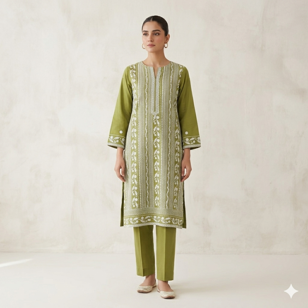 2 PIECE - EMBROIDERED LAWN SUIT SCV1-1803