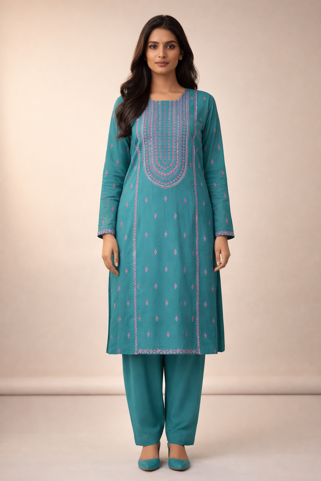 2 PIECE - EMBROIDERED LAWN SUIT SCV1-1520