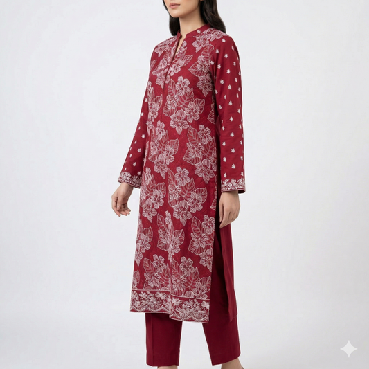 2 PIECE - EMBROIDERED LAWN SUIT SCV1-1778