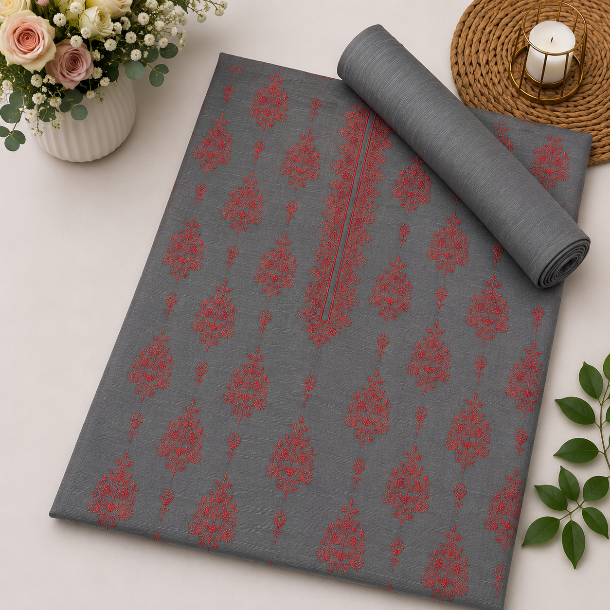 KHADDAR EMBROIDERED 2PC