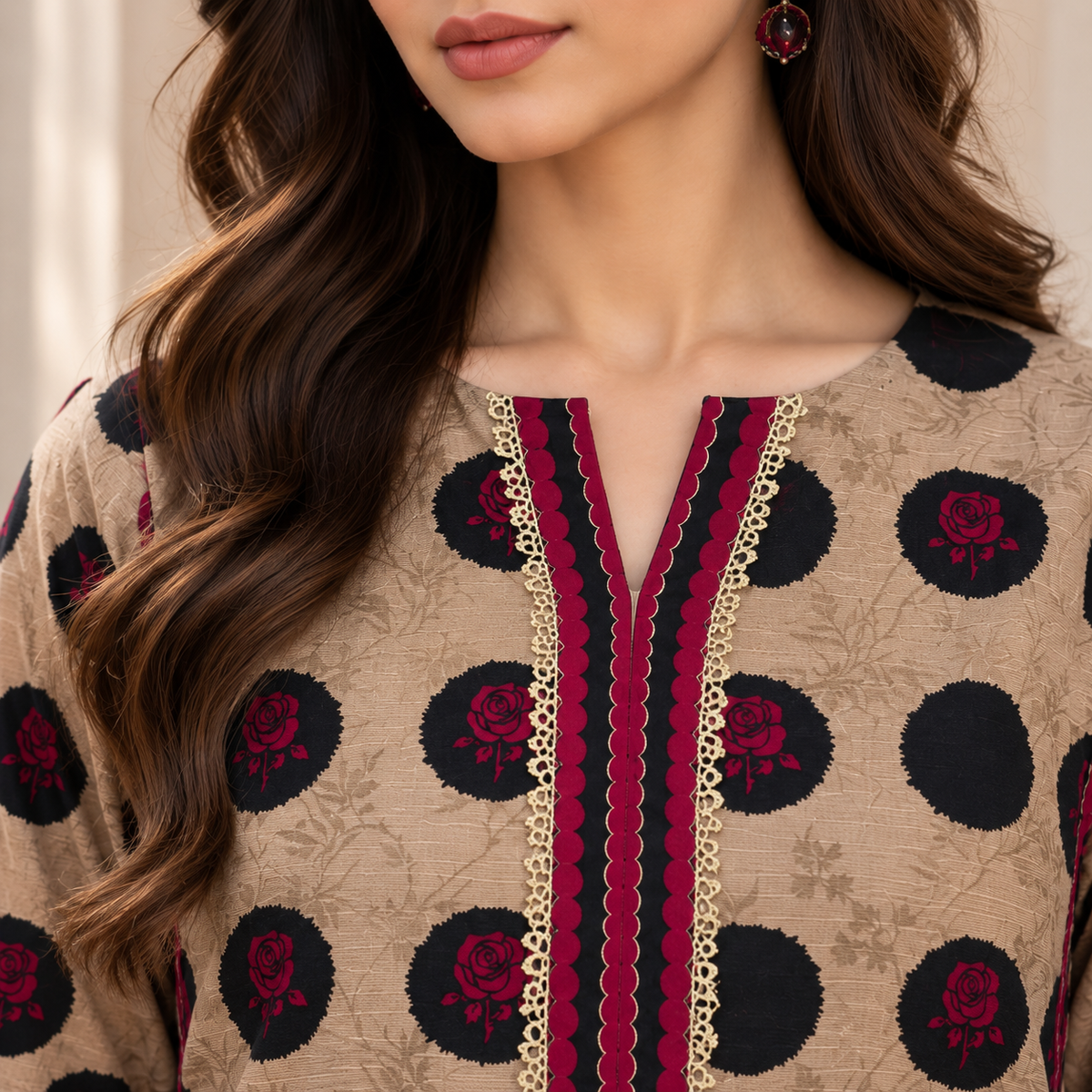 Rania printed khaddar stitched 3 piece suit with khaddar dupatta - TANIAZE