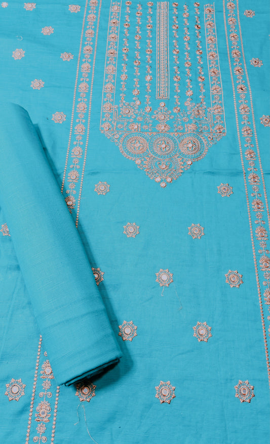 Blue Khaddar Embroidered 2-Piece Suit – Design 170