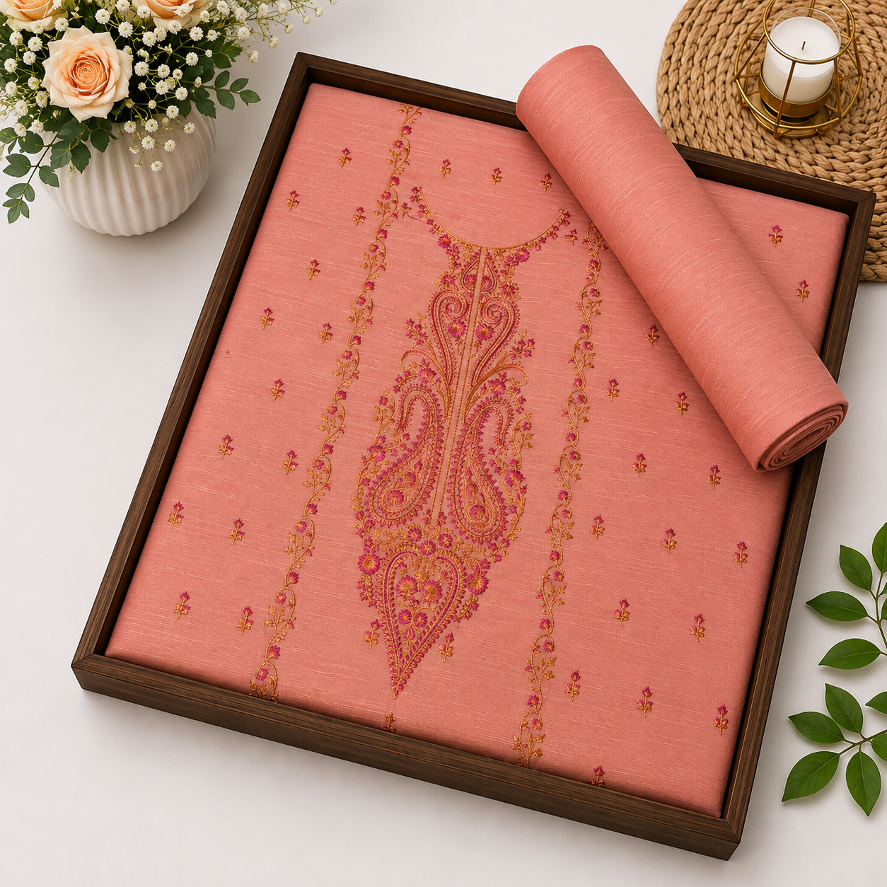 KHADDAR EMBROIDERED 2PC