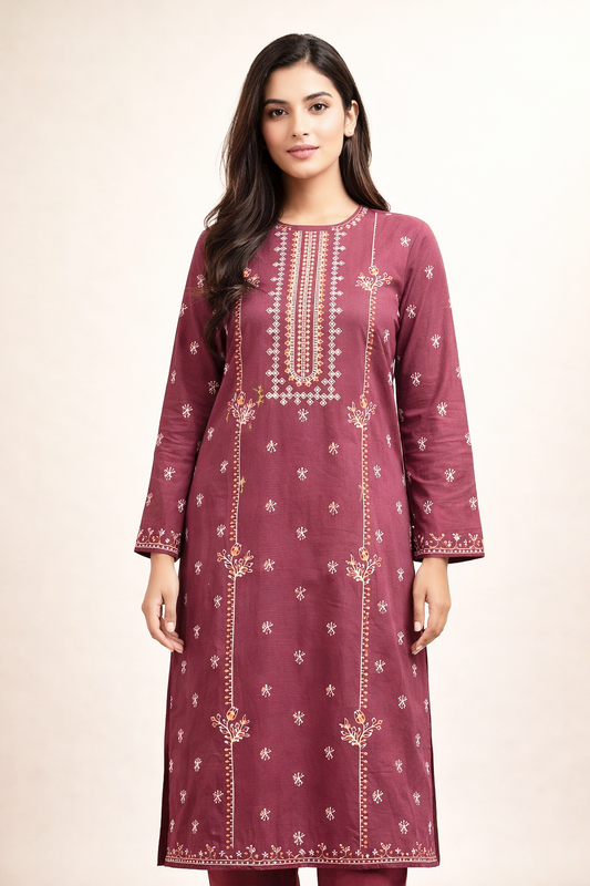 2 PIECE - EMBROIDERED LAWN SUIT SV1-152