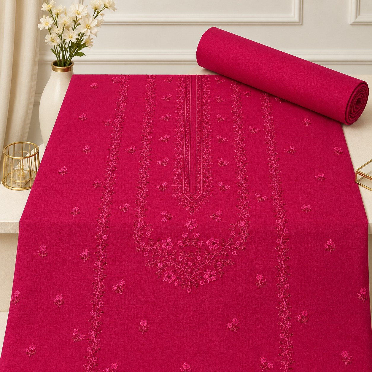 KHADDAR EMBROIDERED 2PC