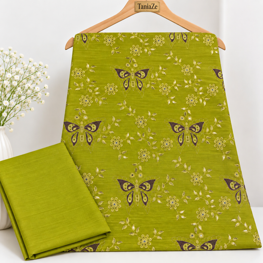 Lime Green Khaddar Embroidered 2-Piece Suit – Design 297