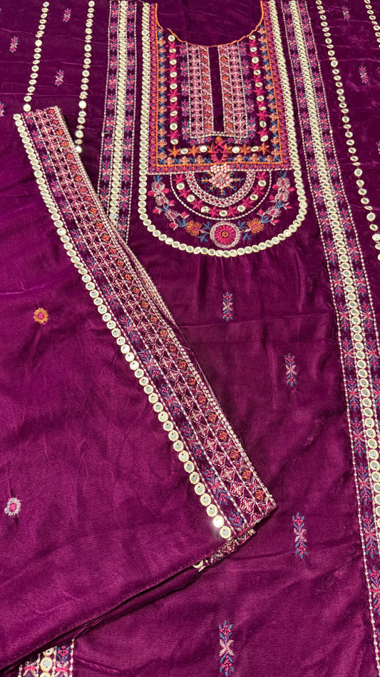 VELVET EMBROIDERED 3-PIECE TZAJ-249