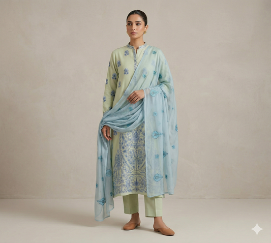 LAWN EMBROIDERED 3PC CHIFFON DOPATTA