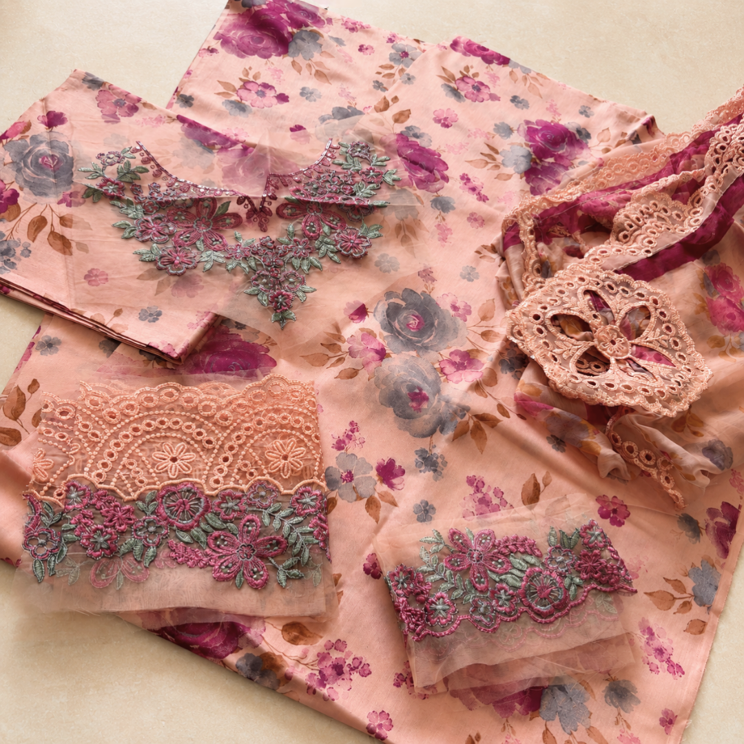 BAROQUE LUXURY LAWN 3PC CHIFFON DOPATTA