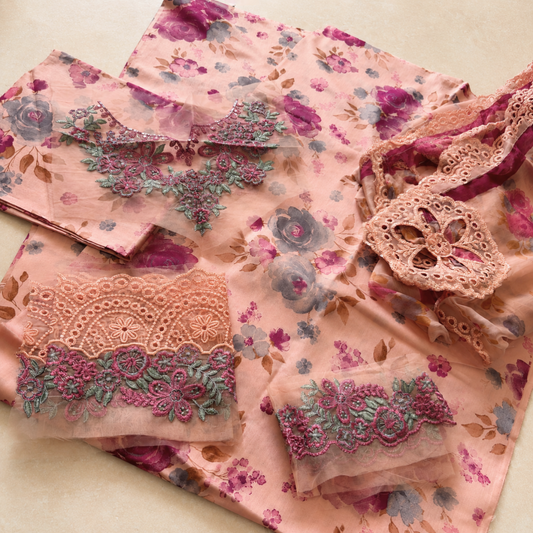 BAROQUE LUXURY LAWN 3PC CHIFFON DOPATTA