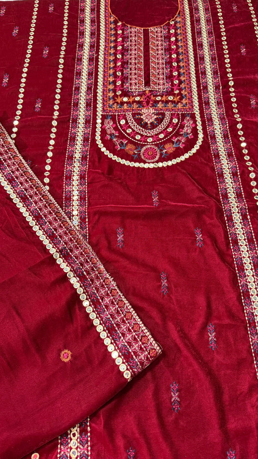 VELVET EMBROIDERED 3-PIECE TZAJ-246