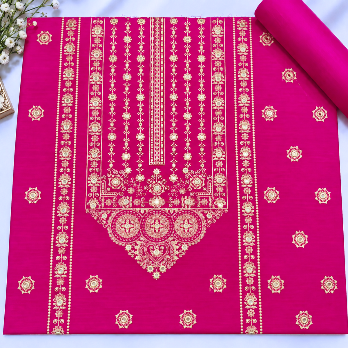 Hot Pink Khaddar Embroidered 2-Piece Suit – Design 312