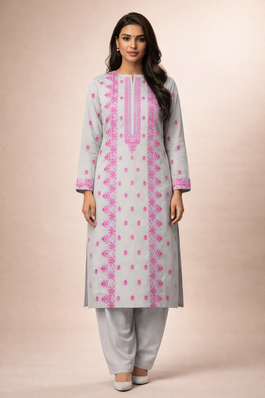 2 PIECE - EMBROIDERED LAWN SUIT SCV1-1522
