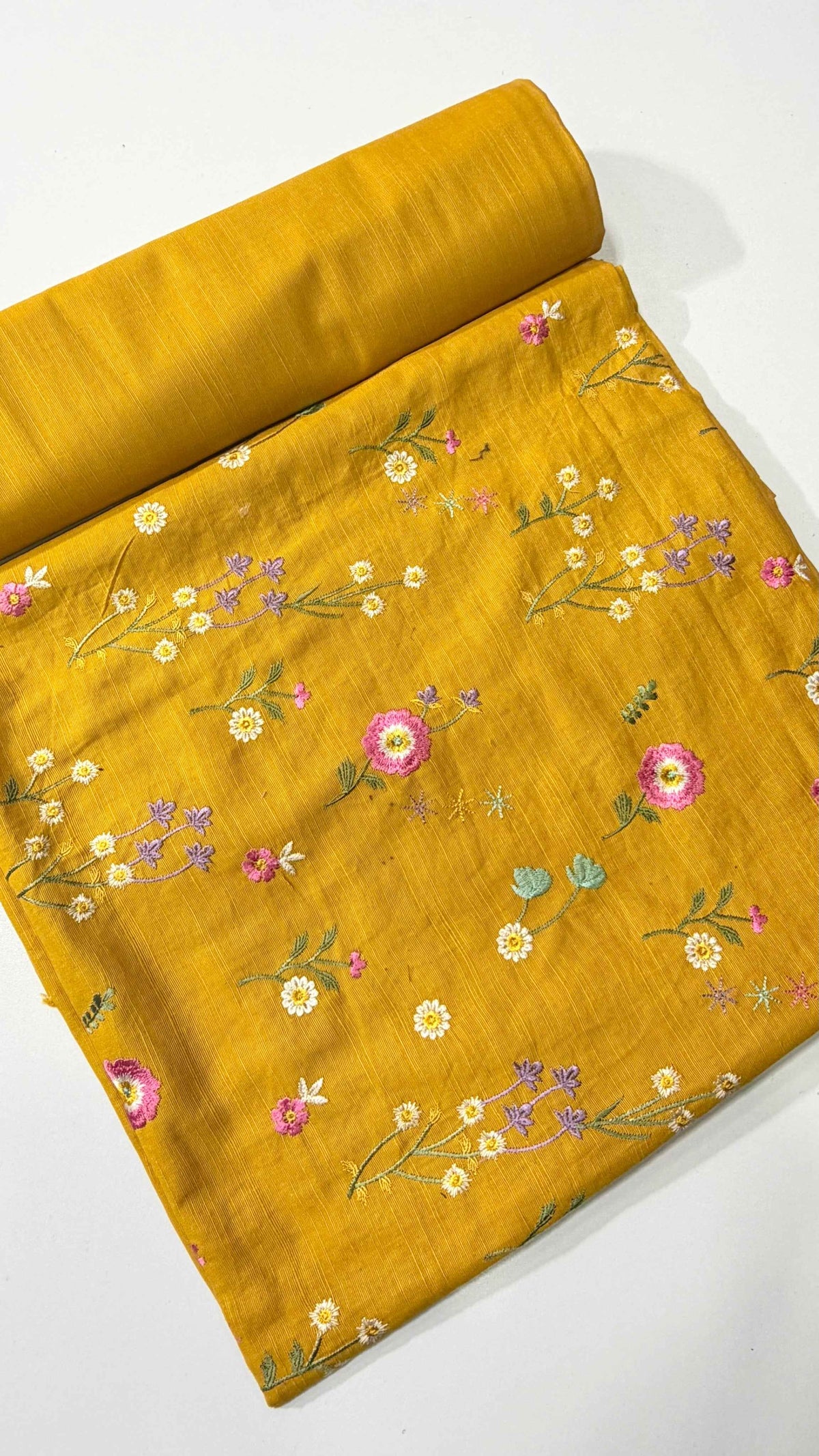 Mustard Yellow Khaddar Embroidered 2-Piece Suit – Design 156 – Image 1 | TANIAZE