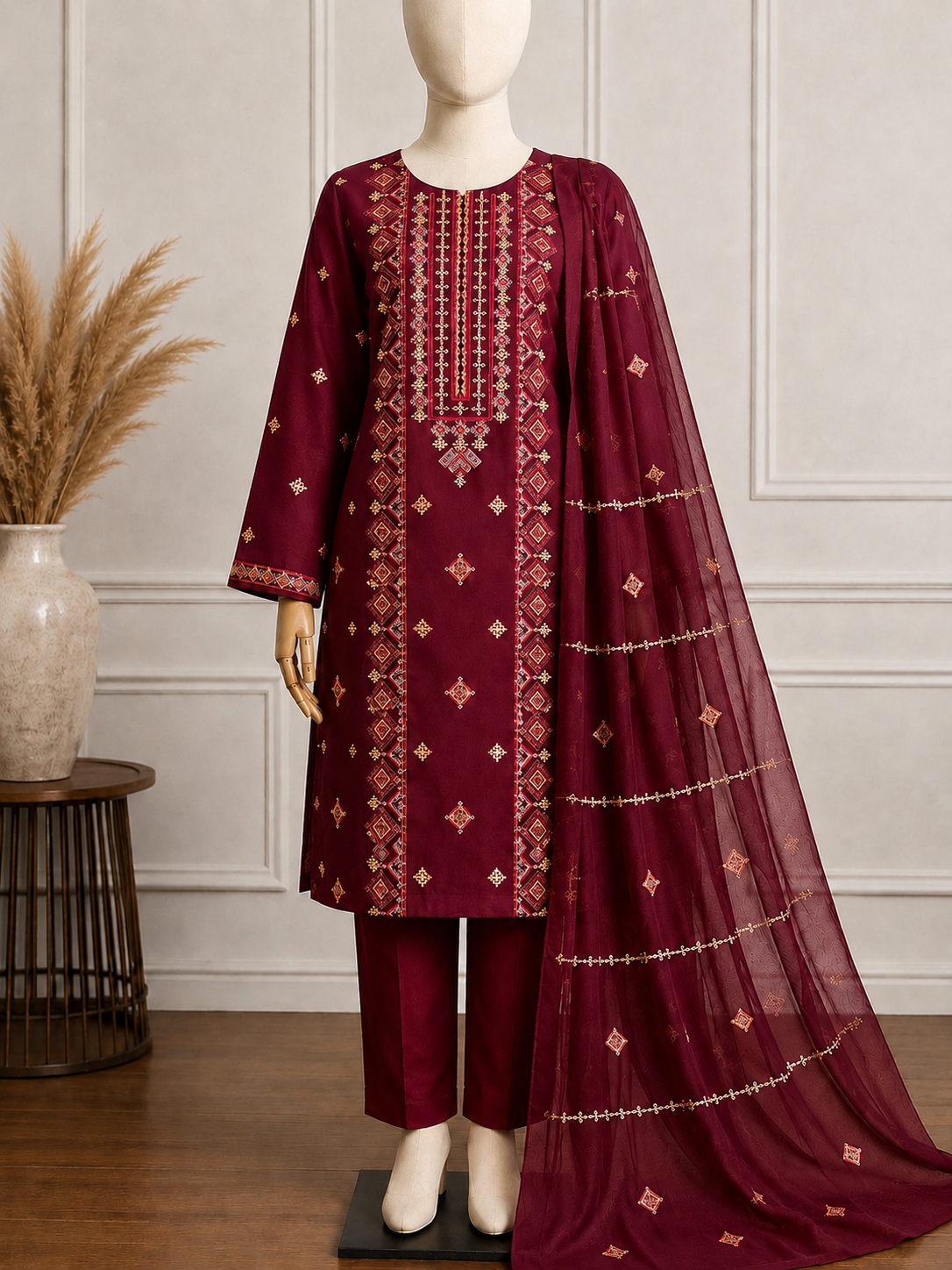 KARANDI EMBROIDERED 3-PIECE TZAJ-396