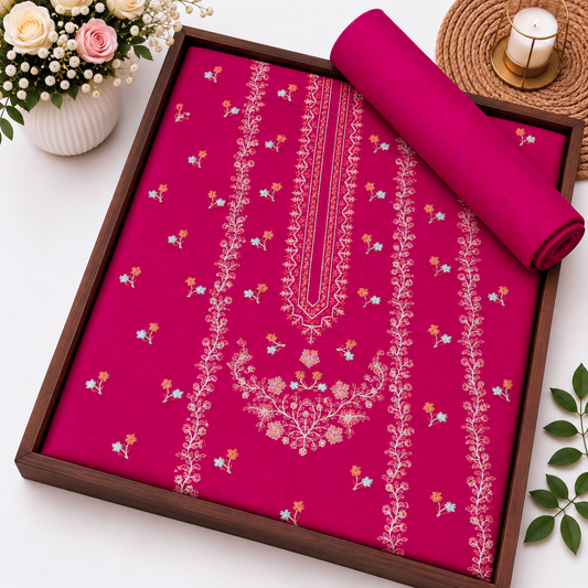 Hot Pink Khaddar Embroidered 2-Piece Suit – Design 316