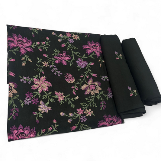 KARANDI EMBROIDERED 2-PIECE WKU-905 BLACK - TANIAZE