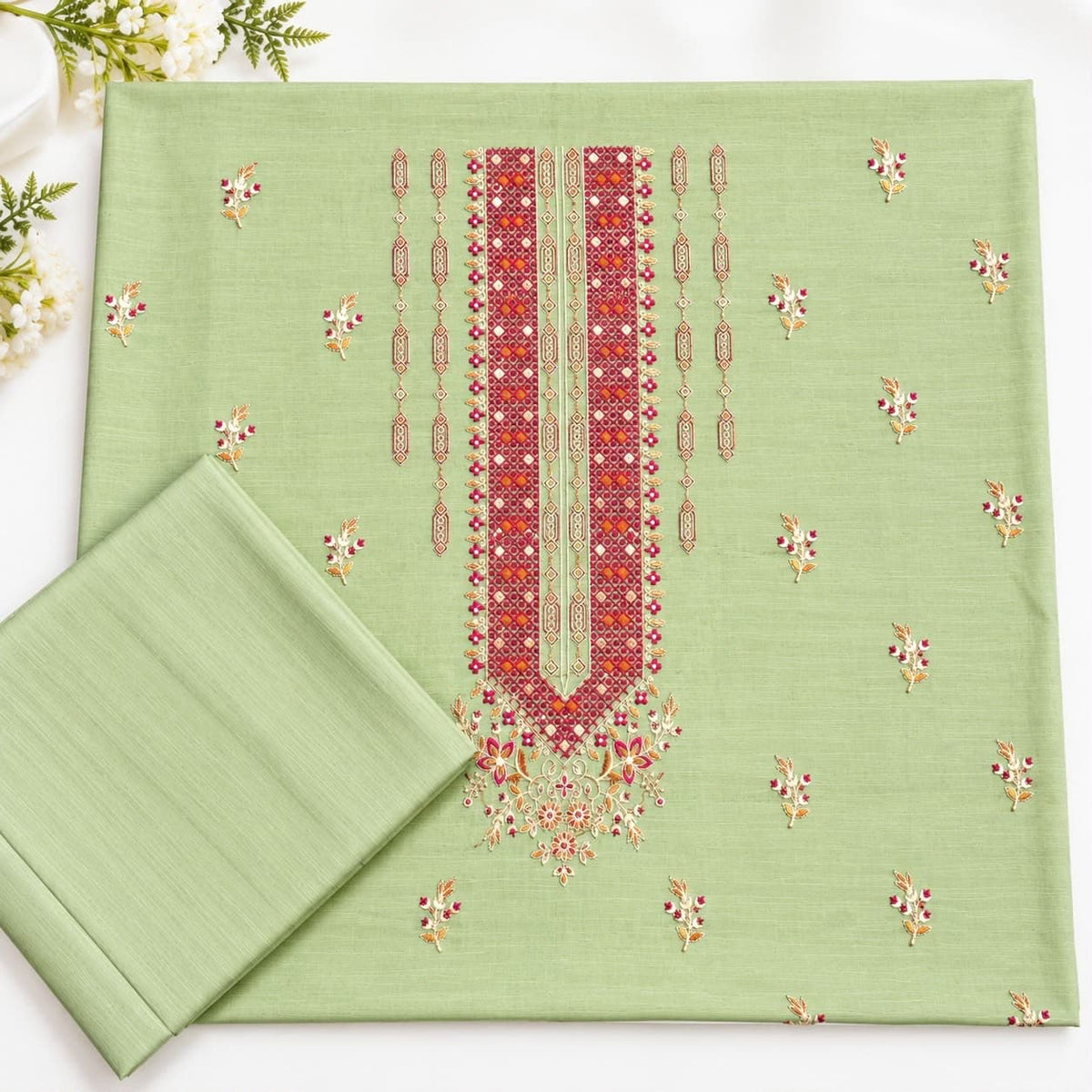 Pista Green Khaddar Embroidered 2-Piece Suit – Design 325
