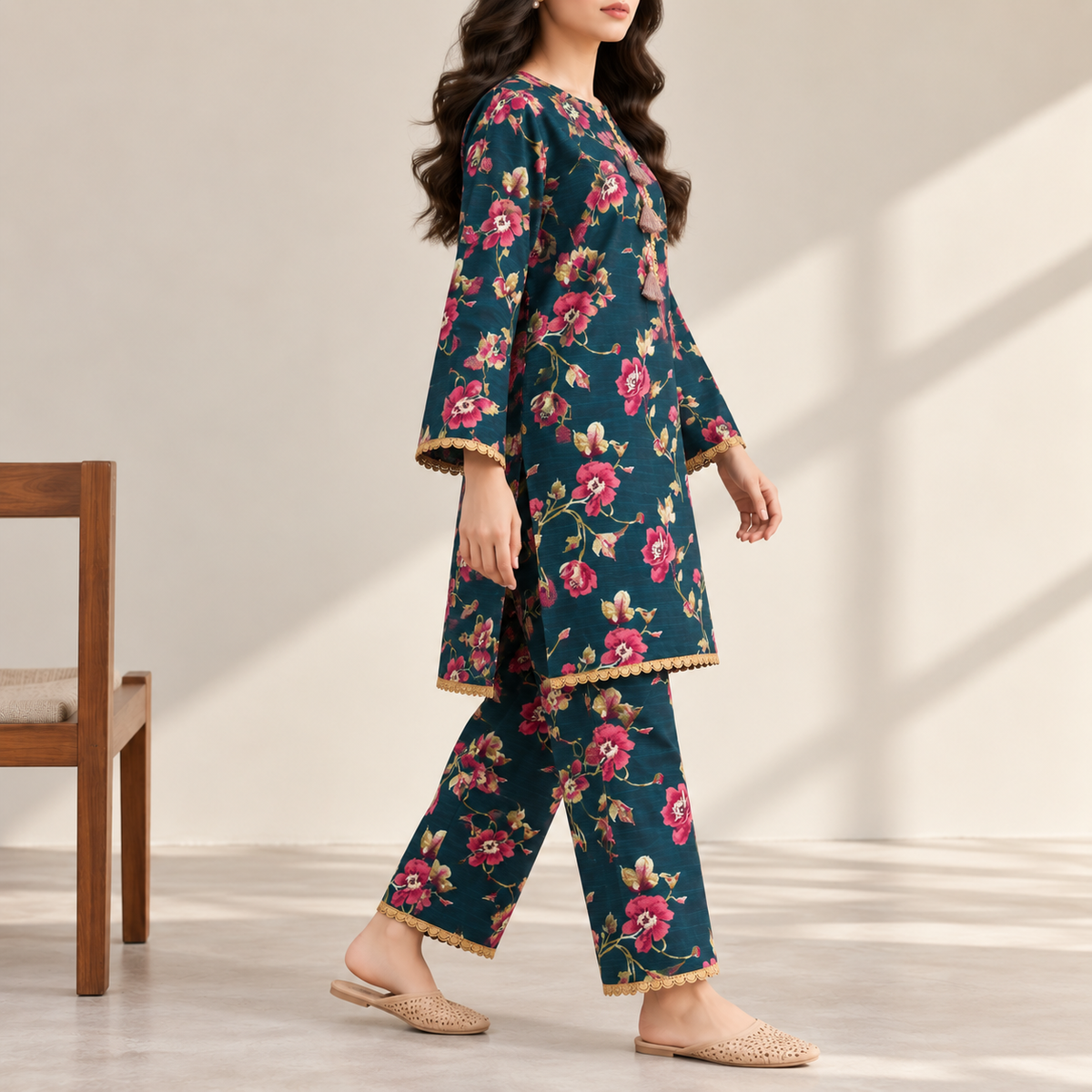 Printed Khaddar Stitched 2-Piece Suit | Style 02 — product photograph 2 | TANIAZE