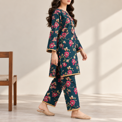 Printed Khaddar Stitched 2-Piece Suit | Style 02 — product photograph 2 | TANIAZE