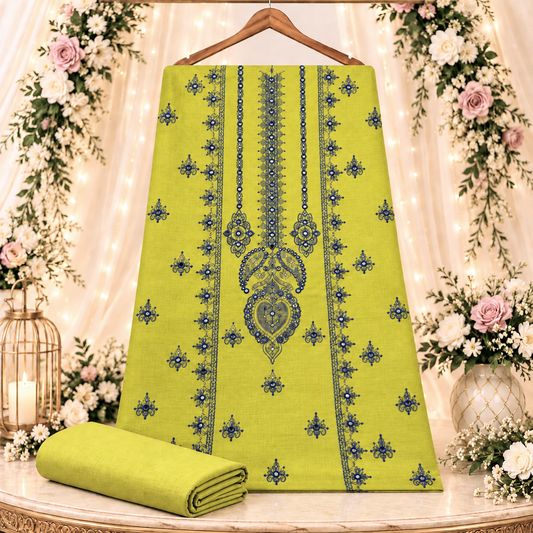 Lime Green Khaddar Embroidered 2-Piece Suit – Design 318
