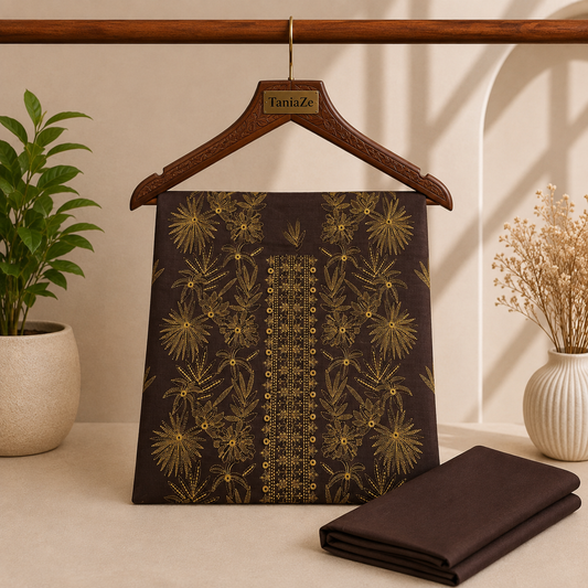 Brown Khaddar Embroidered 2-Piece Suit – Design 289