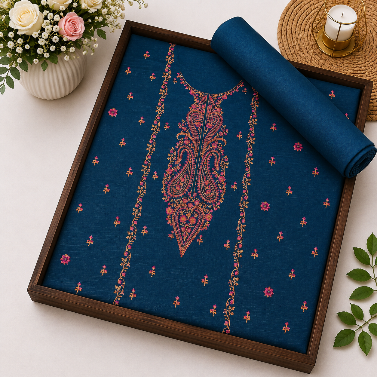 KHADDAR EMBROIDERED 2PC