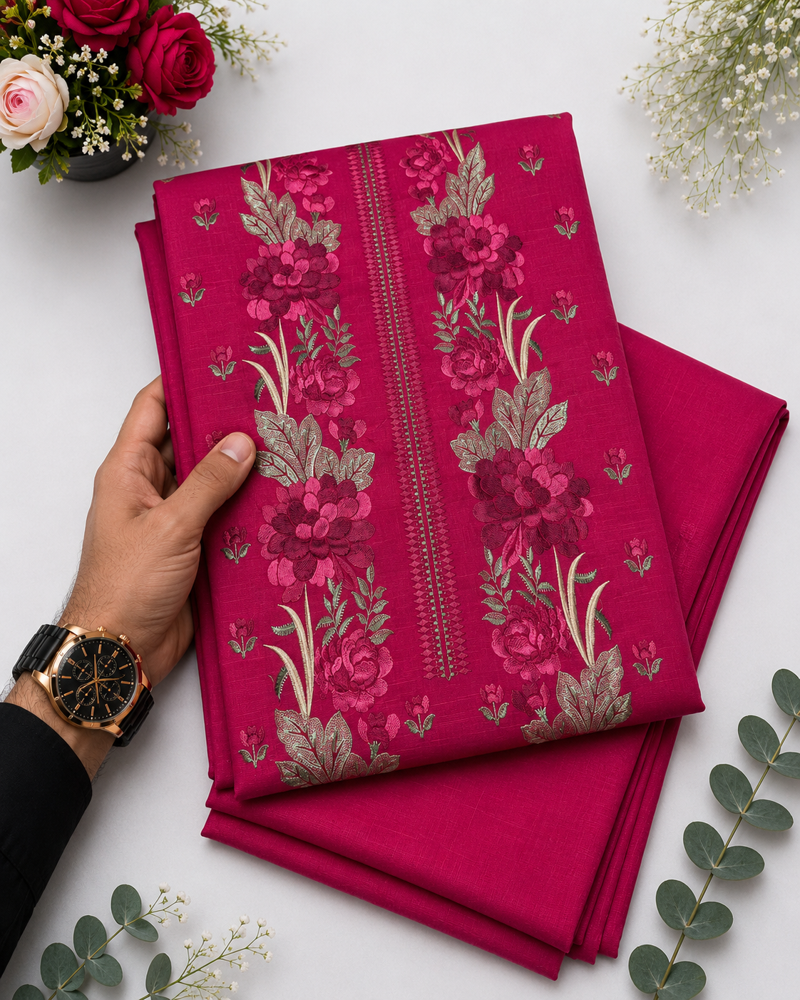 KHADDAR EMBROIDERED 2PC
