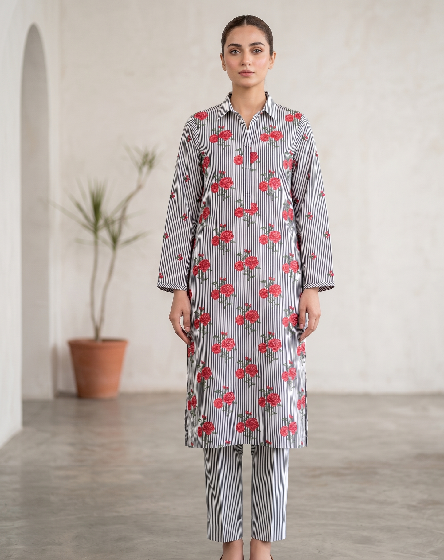 2 PIECE - PRINTED EMBROIDERED LAWN SUIT SCV2-234