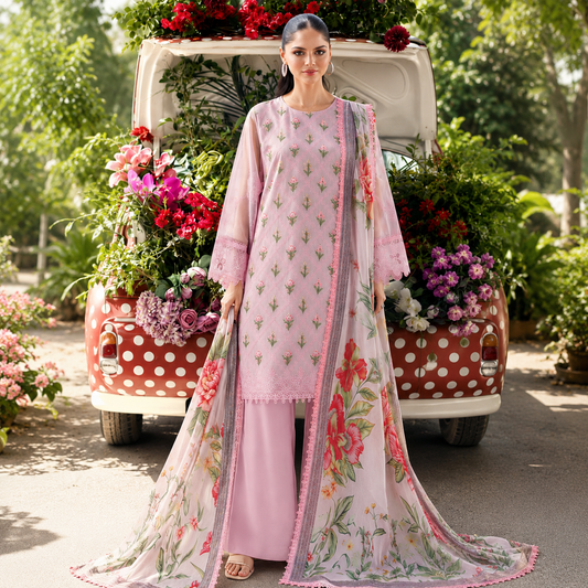 MARIA B LUXURY LAWN 3PC CHIFFON DOPATTA