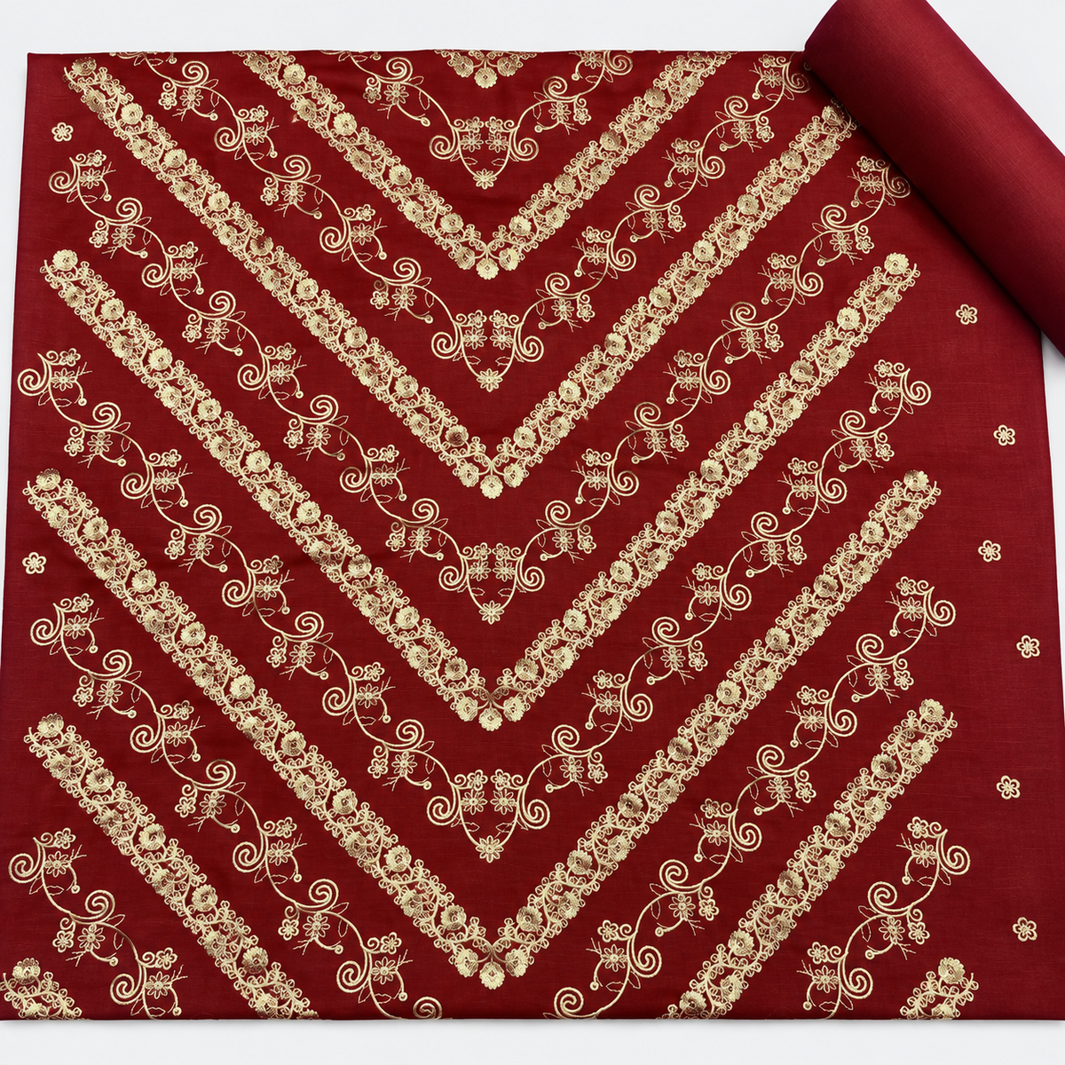 Maroon Khaddar Embroidered 2-Piece Suit – Design 307