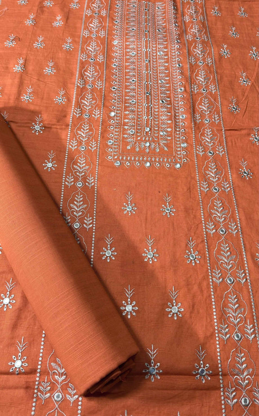 Rust Orange Khaddar Embroidered 2-Piece Suit – Design 193 – Image 1 | TANIAZE