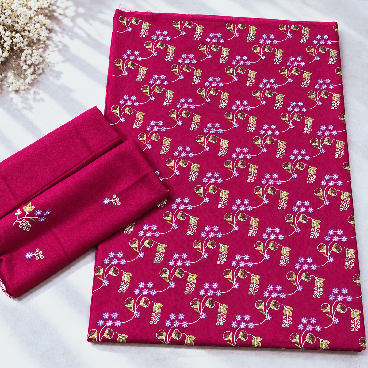 Hot Pink Embroidered 2-Piece Suit – TZAJ-2405