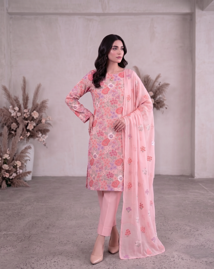 LAWN EMBROIDERED 3PC CHIFFON DOPATTA