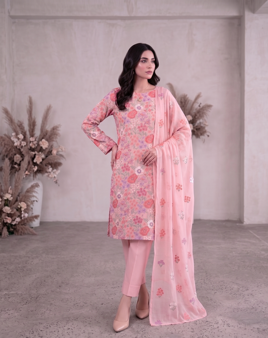 LAWN EMBROIDERED 3PC CHIFFON DOPATTA