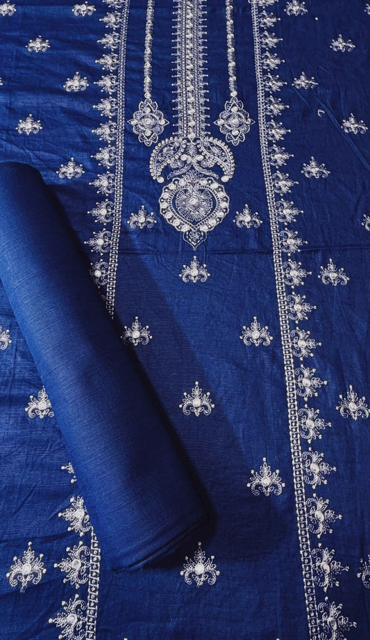 Royal Blue Khaddar Embroidered 2-Piece Suit – Design 173 – Image 1 | TANIAZE