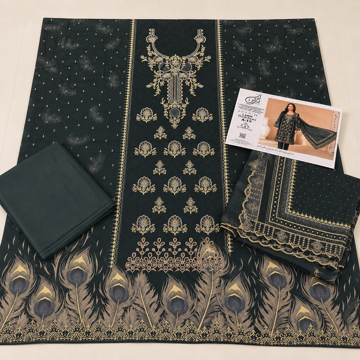 Anzish lawn embroidered 3pc