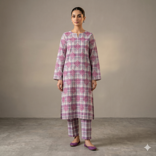 2 PIECE - PRINTED EMBROIDERED LAWN SUIT SCV2-213
