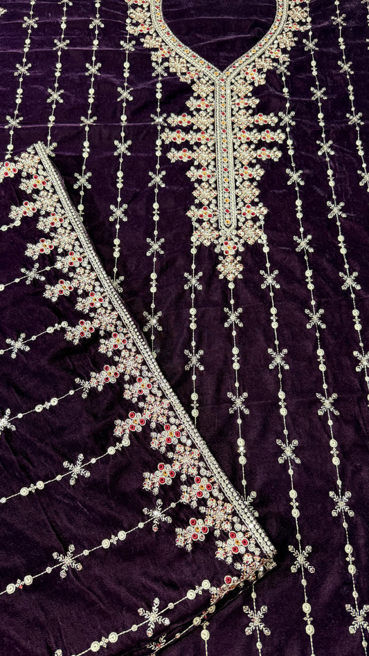 VELVET EMBROIDERED 3-PIECE TZAJ-264