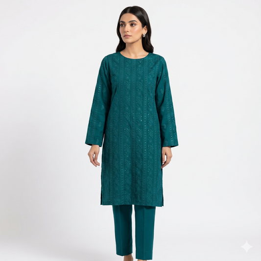 2 PIECE - EMBROIDERED LAWN SUIT SCV1-1785
