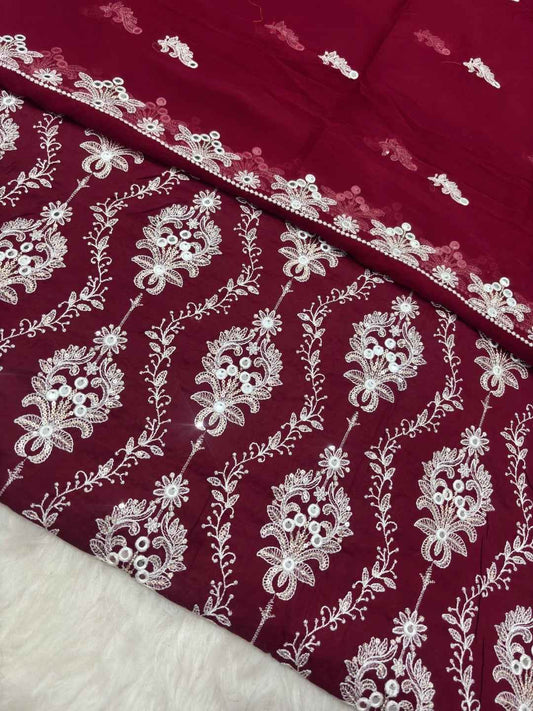 BAREEZE LAWN EMBROIDERED 3PC CHIFFON DOPATTA TZAJ-148