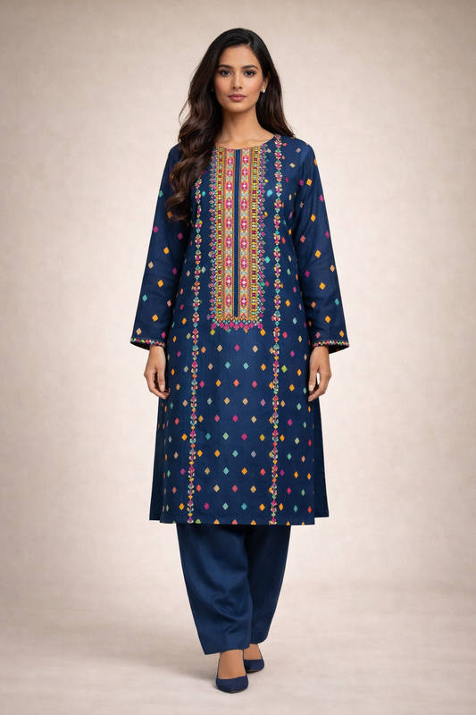 2 PIECE - EMBROIDERED LAWN SUIT SCV1-1550