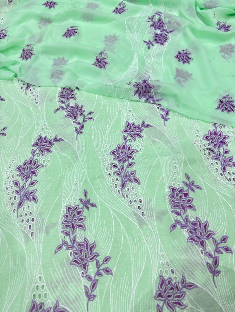 LAWN CHICKENKARI 3PC CHIFFON DOPATTA