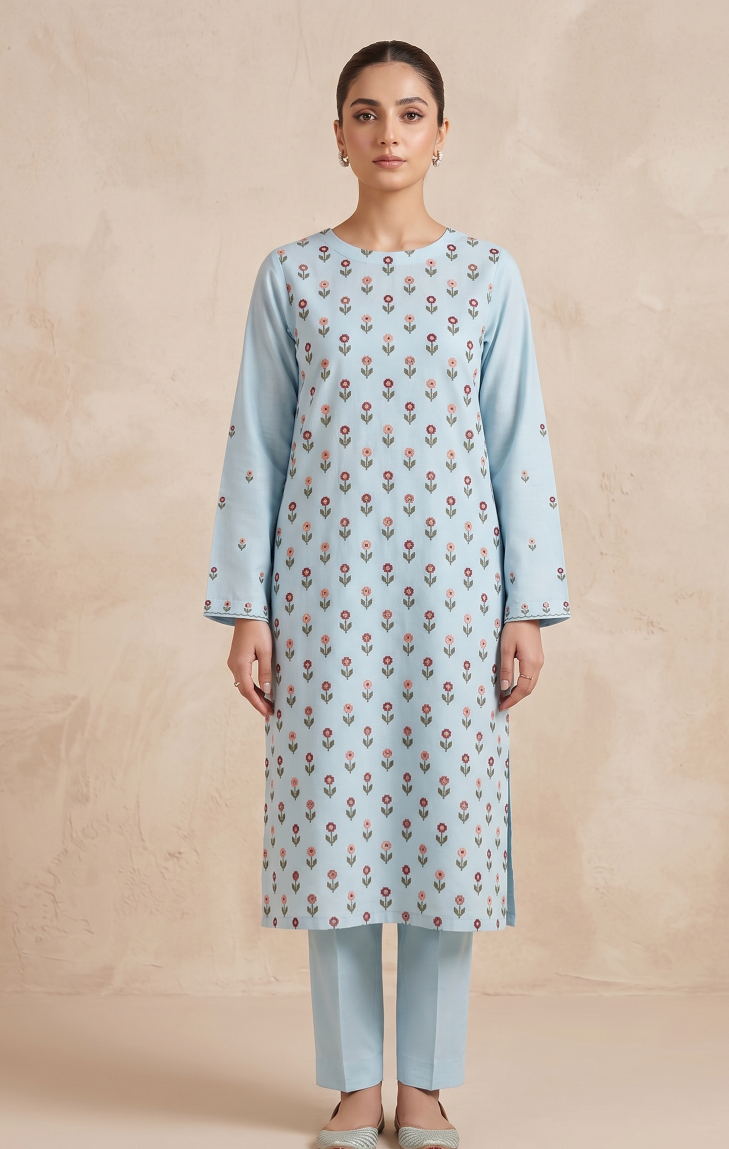 2 PIECE - EMBROIDERED LAWN SUIT SCV1-1817