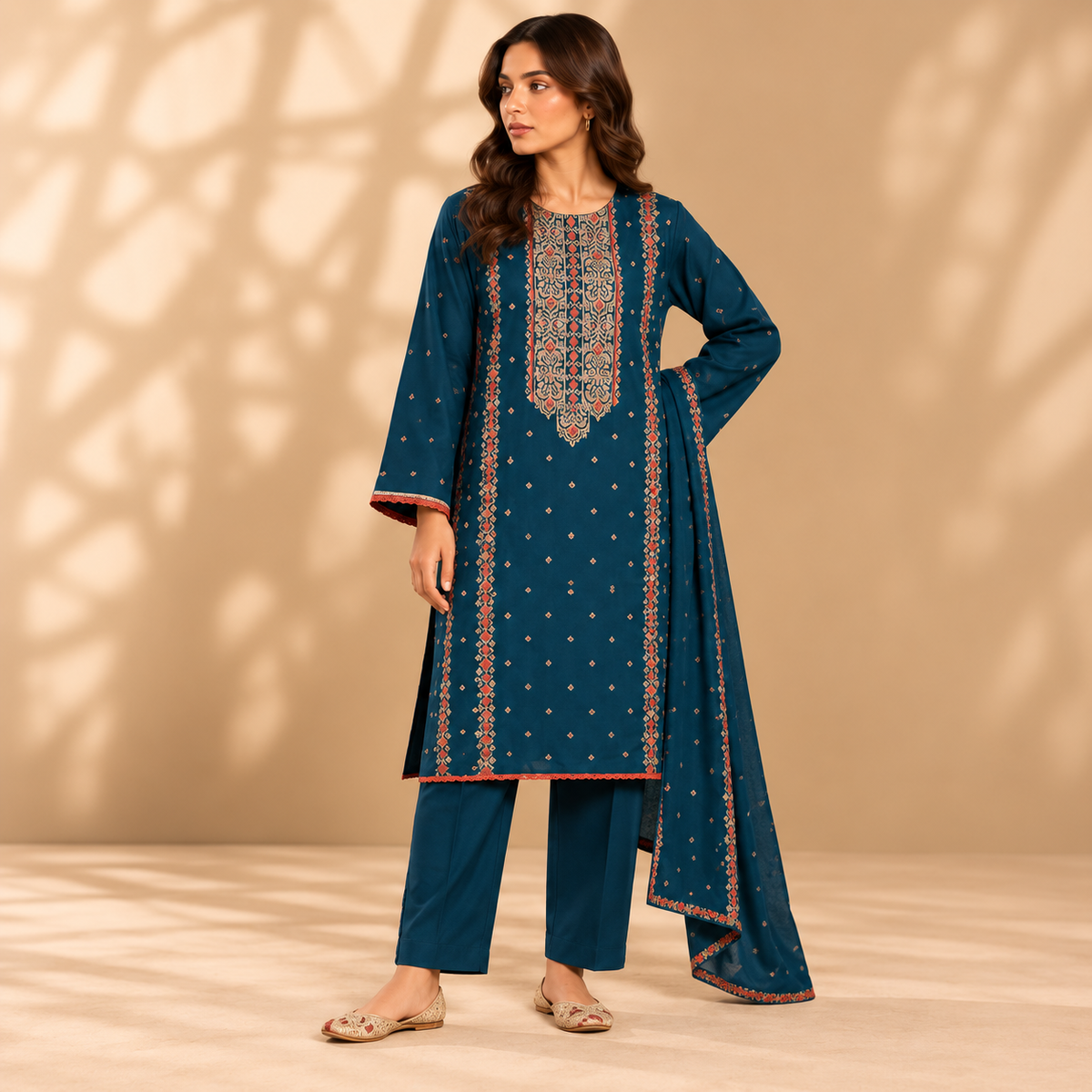 Embroidered Karandi Stitched 2-Piece | WKS-20
